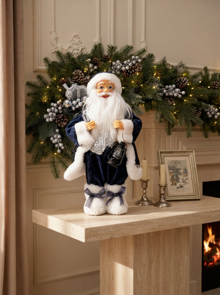 Midnight Silver Santa Dekoratif Noel Baba - 30 cm