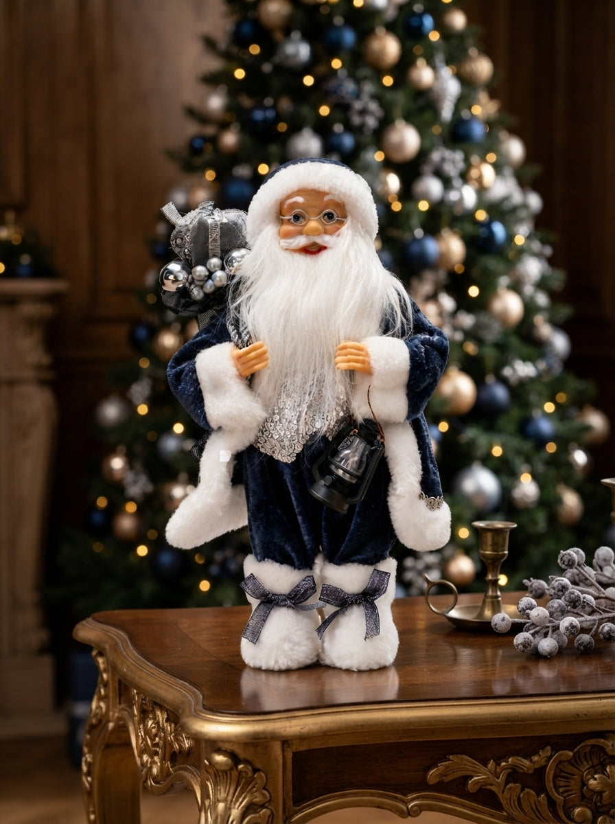 Midnight Silver Santa Dekoratif Noel Baba - 30 cm