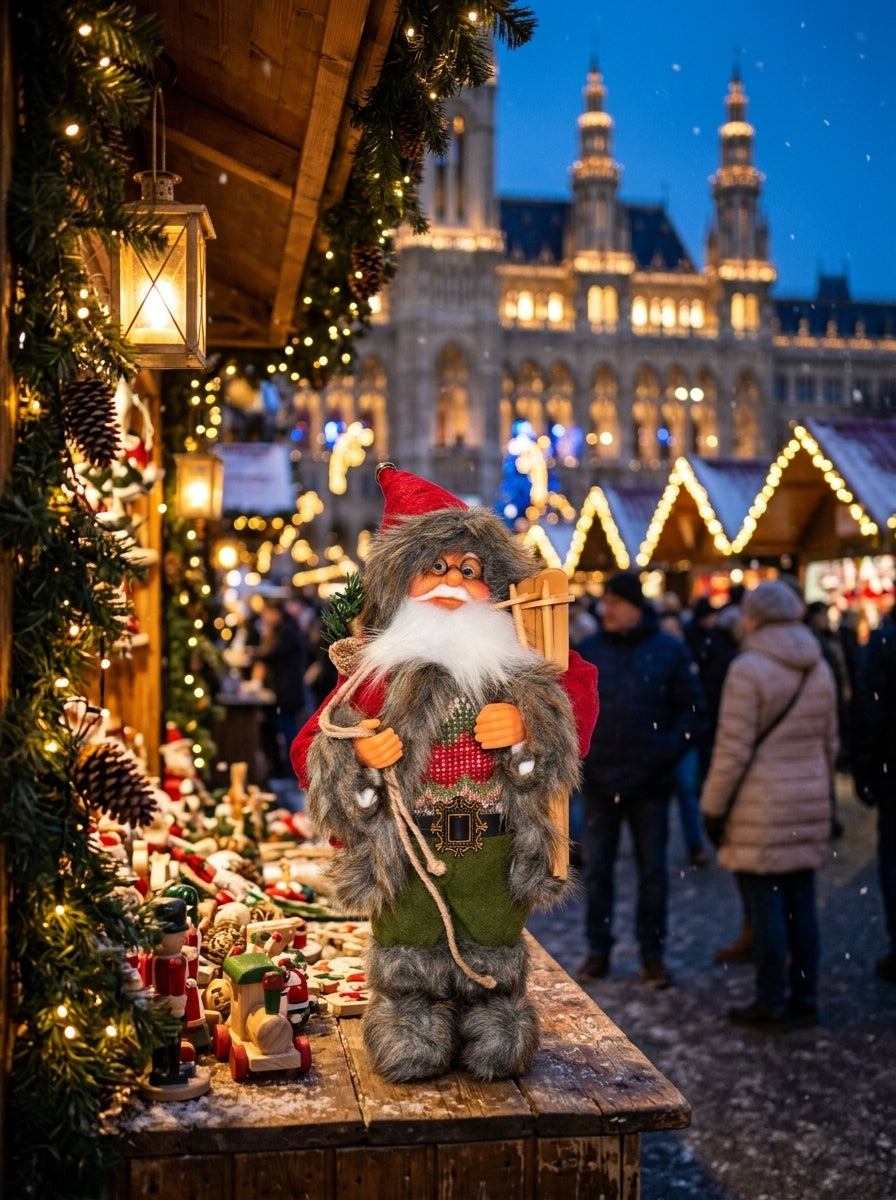 Kış Masalı – Nostaljik Kızaklı Noel Baba Dekoratif Figür - 32 CM
