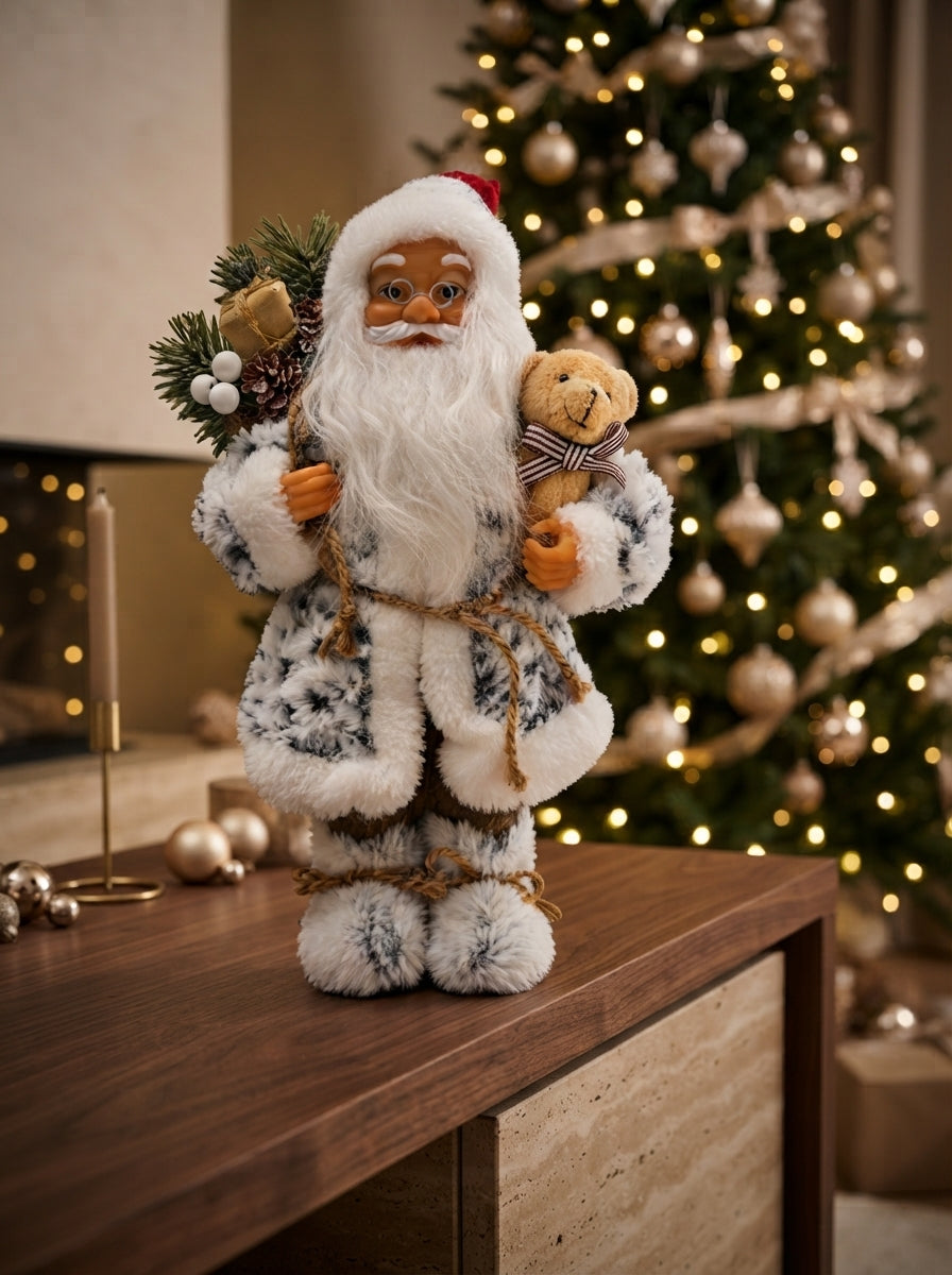 Snowy Teddy Santa Dekoratif Noel Baba - 30 CM