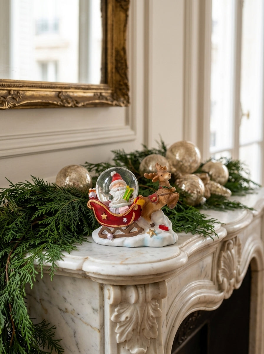 LED Işıklı Noel Baba Kızaklı Kar Küresi