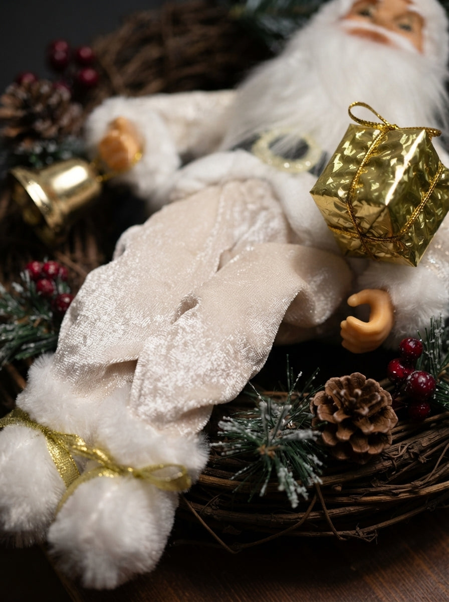 Ivory Gold Santa Dekoratif Yılbaşı Kapı Süsü - 40 CM