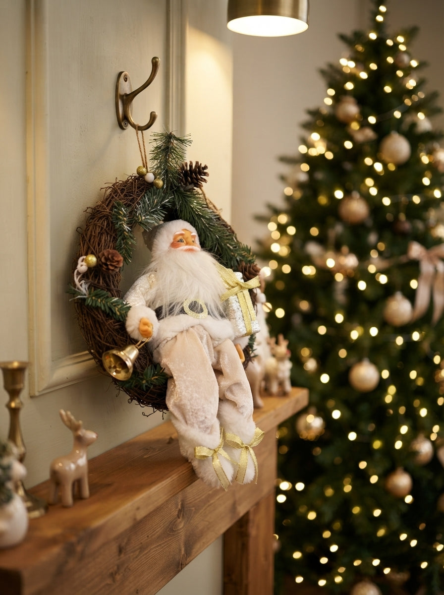 Ivory Gold Santa Dekoratif Yılbaşı Kapı Süsü - 40 CM