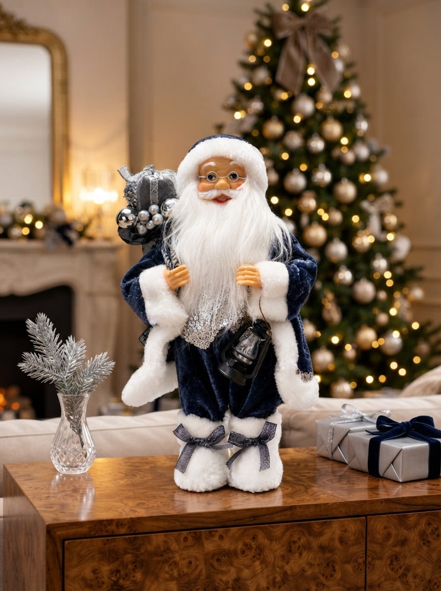 Midnight Silver Santa Dekoratif Noel Baba - 30 cm