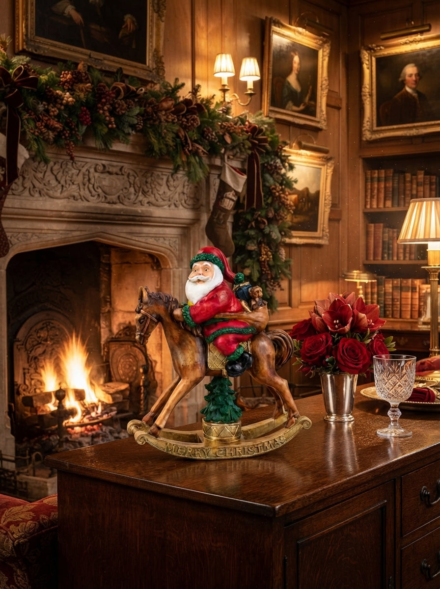 Christmas Rocking Horse Santa Dekoratif Yılbaşı Objesi