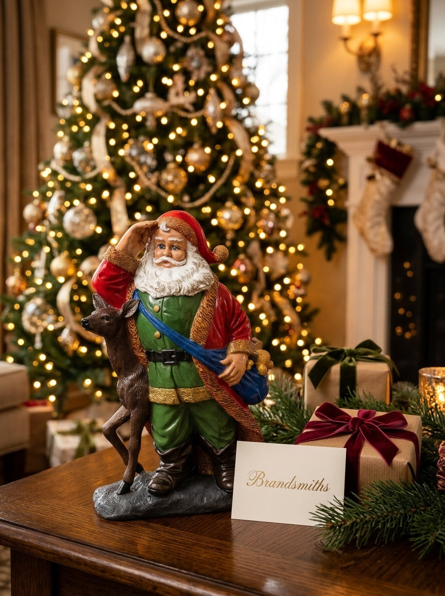 Geyikli Noel Baba Dekoratif Figür - 29 CM