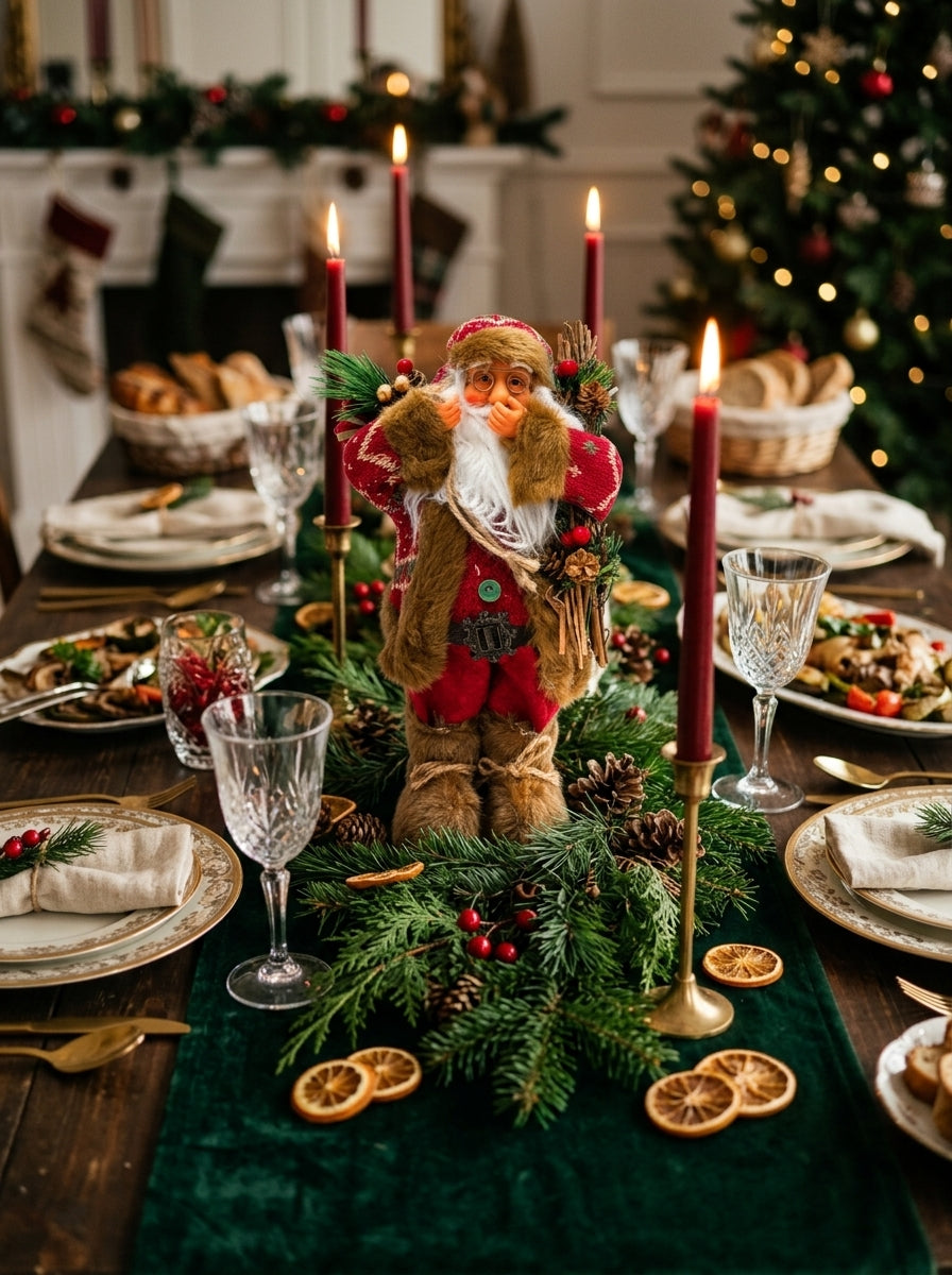 Ormanın Büyüsü – Nostaljik Noel Baba Dekoratif Figür - 32 CM