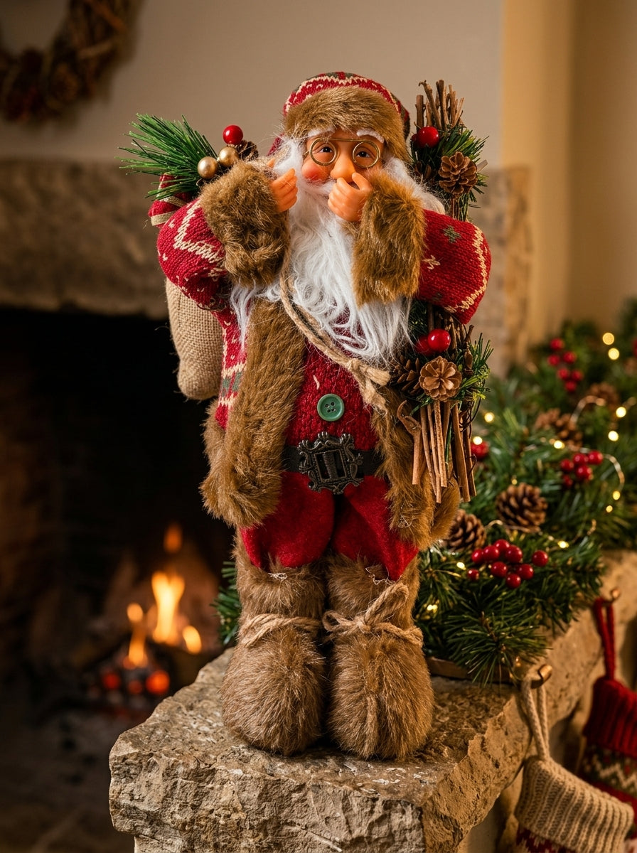 Ormanın Büyüsü – Nostaljik Noel Baba Dekoratif Figür - 32 CM