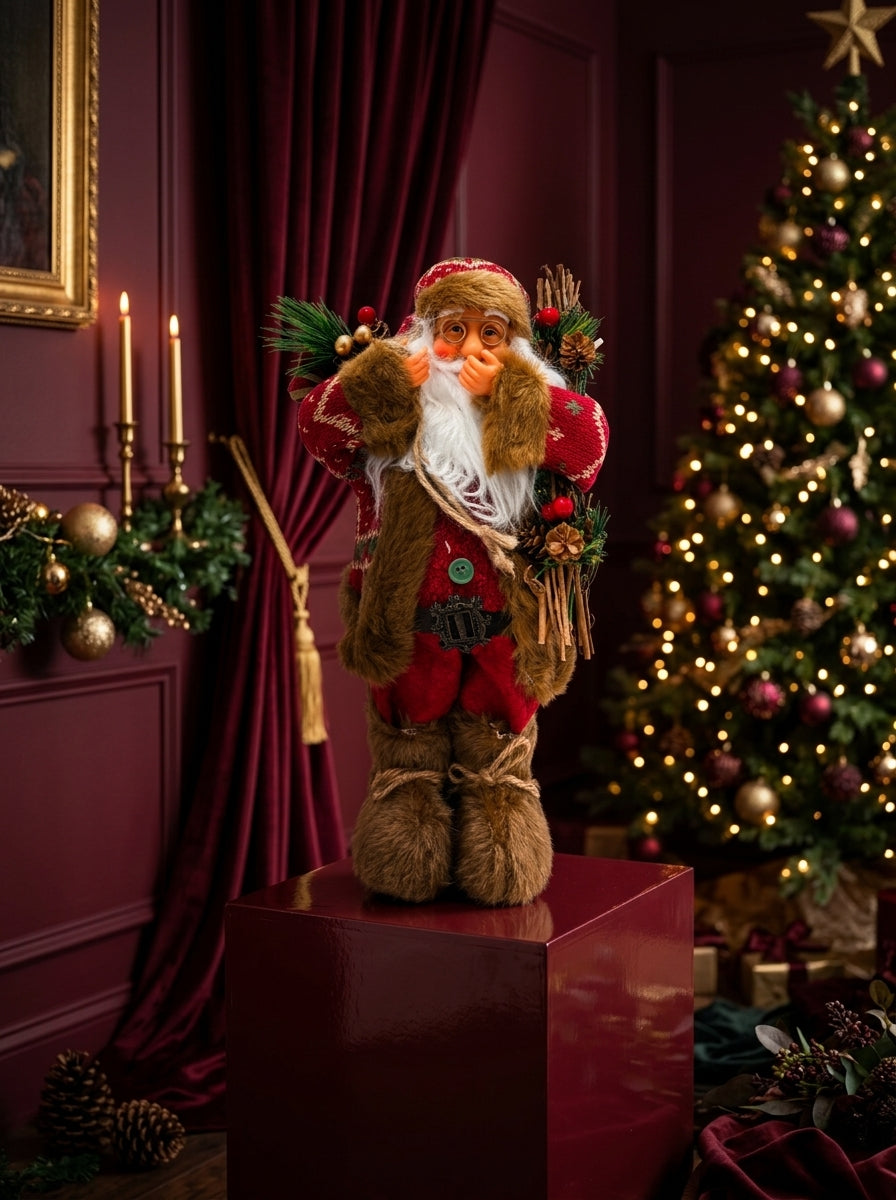 Ormanın Büyüsü – Nostaljik Noel Baba Dekoratif Figür - 32 CM