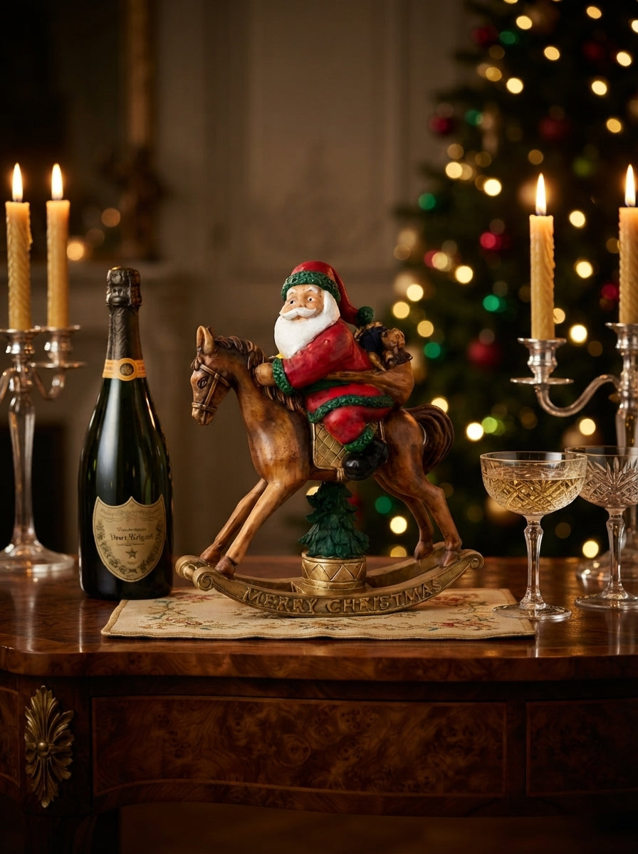 Christmas Rocking Horse Santa Dekoratif Yılbaşı Objesi