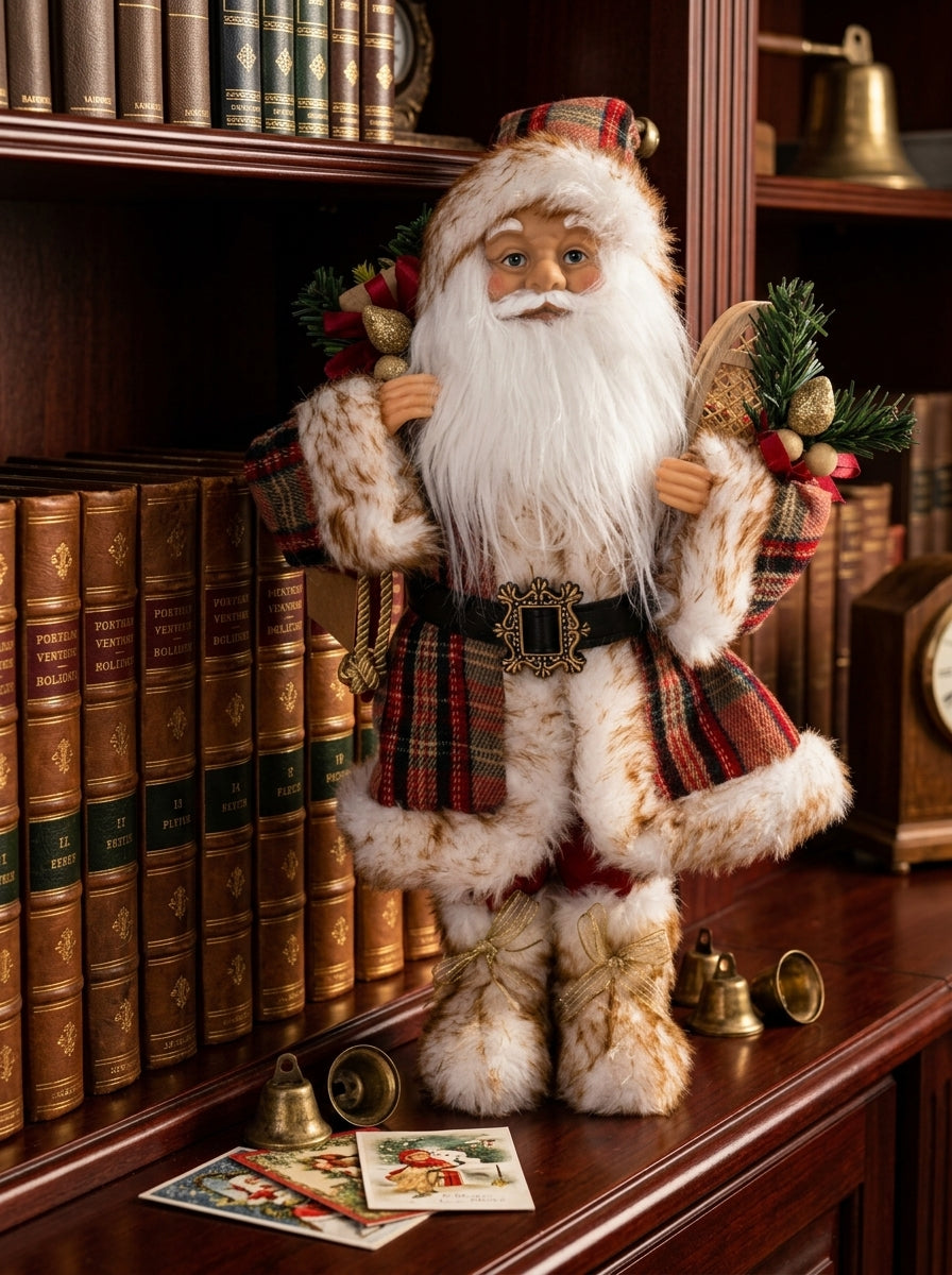 Woodland Tartan Santa Dekoratif Noel Baba