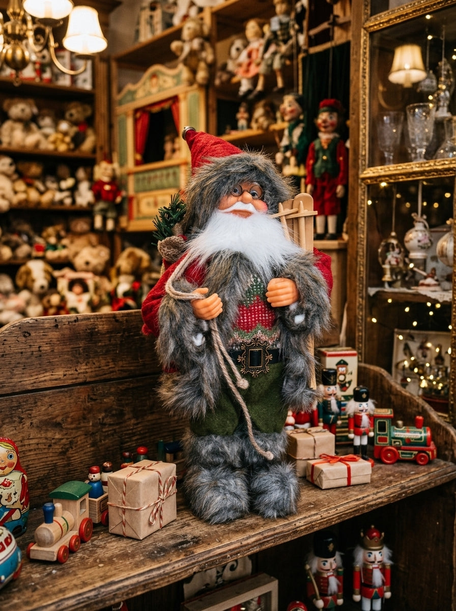 Kış Masalı – Nostaljik Kızaklı Noel Baba Dekoratif Figür - 32 CM