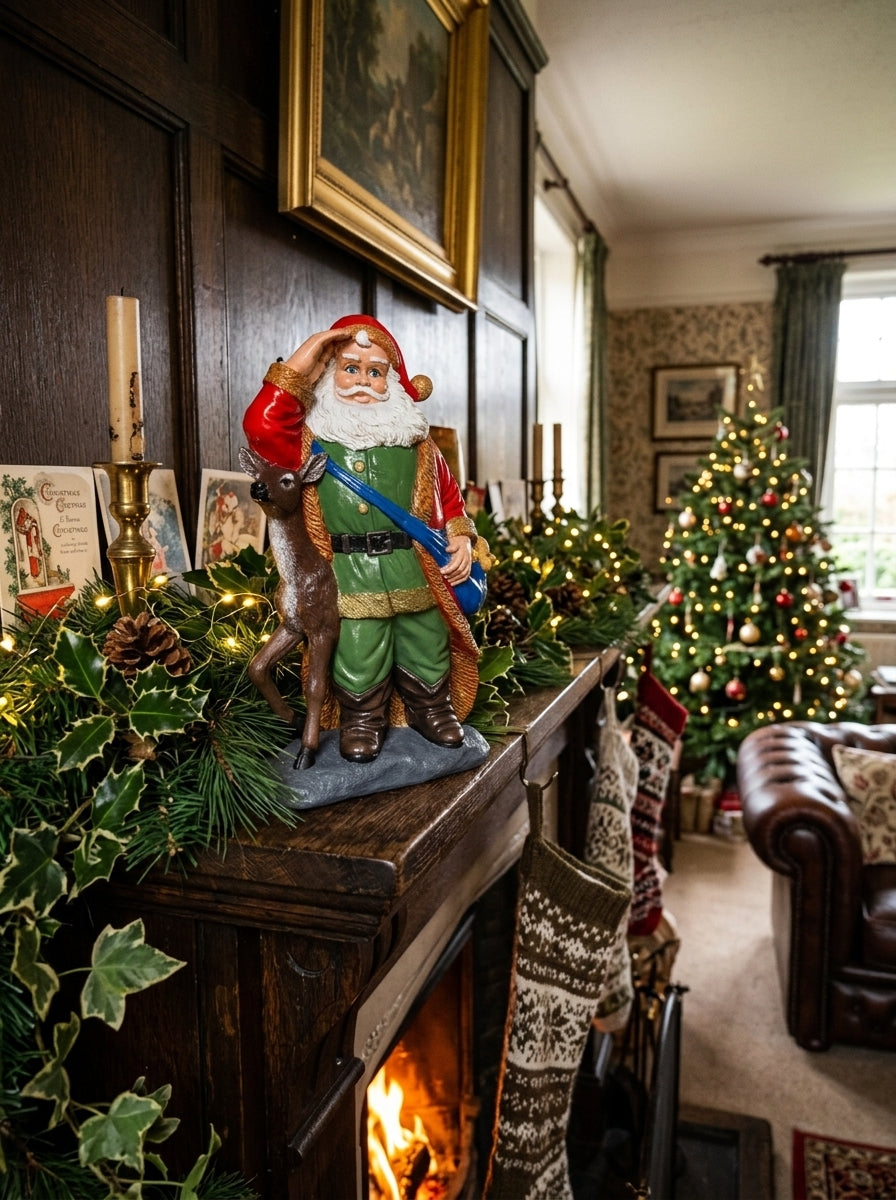 Geyikli Noel Baba Dekoratif Figür - 29 CM