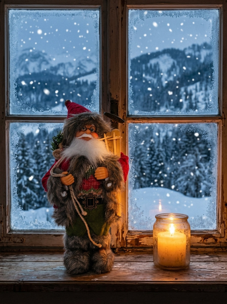 Kış Masalı – Nostaljik Kızaklı Noel Baba Dekoratif Figür - 32 CM