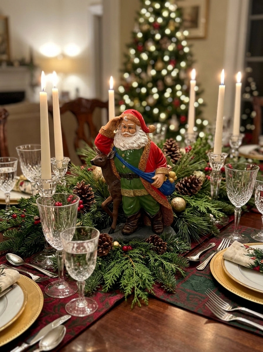 Geyikli Noel Baba Dekoratif Figür - 29 CM