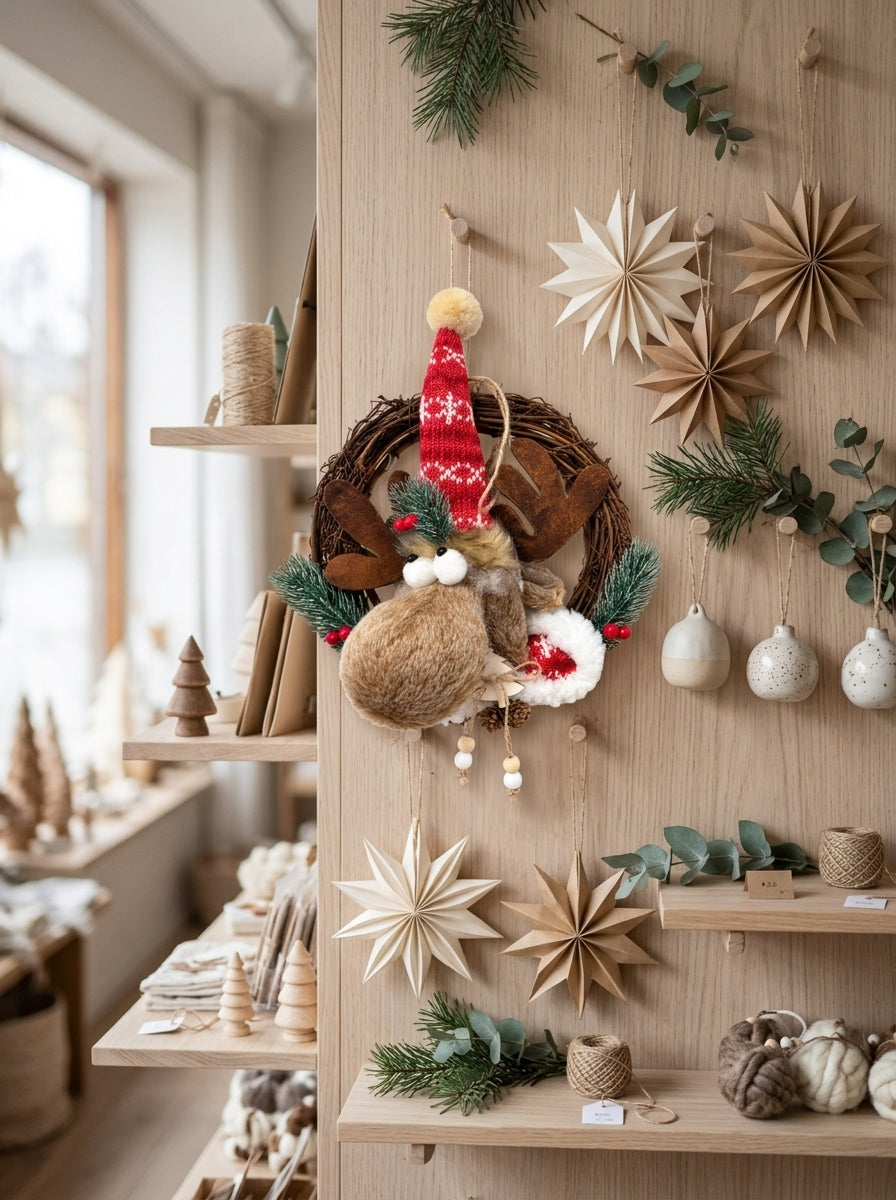 Rudolph's Christmas – Nostaljik Geyikli Yılbaşı Kapı ve Ağaç Süsü - 30 CM