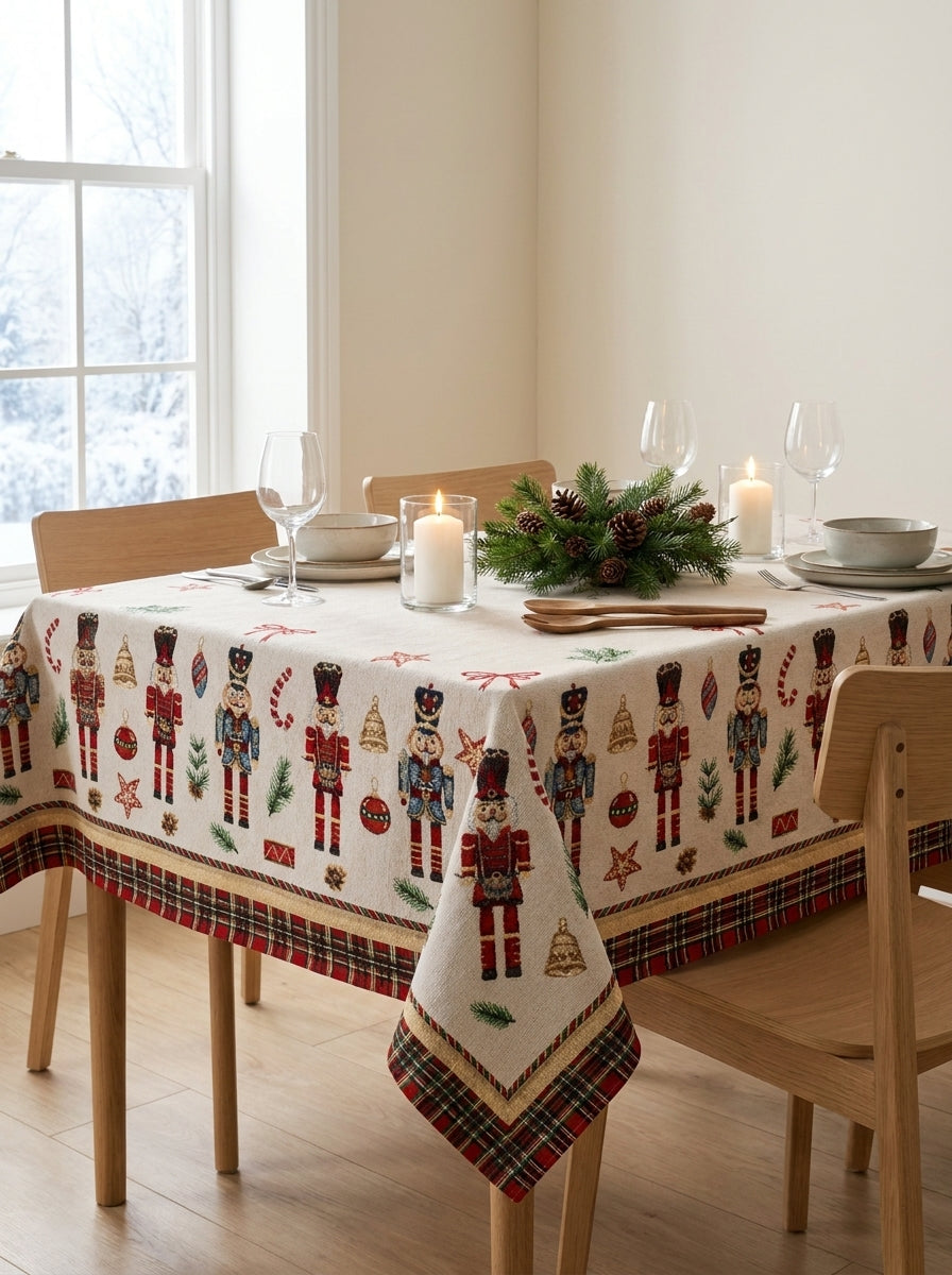 Christmas Nutcracker Tapestry Kare Yılbaşı Masa Örtüsü