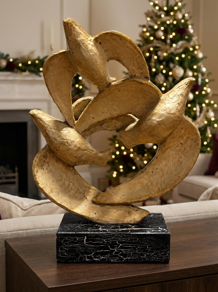 Golden Harmony – Üç Kuşlu Dekoratif Obje