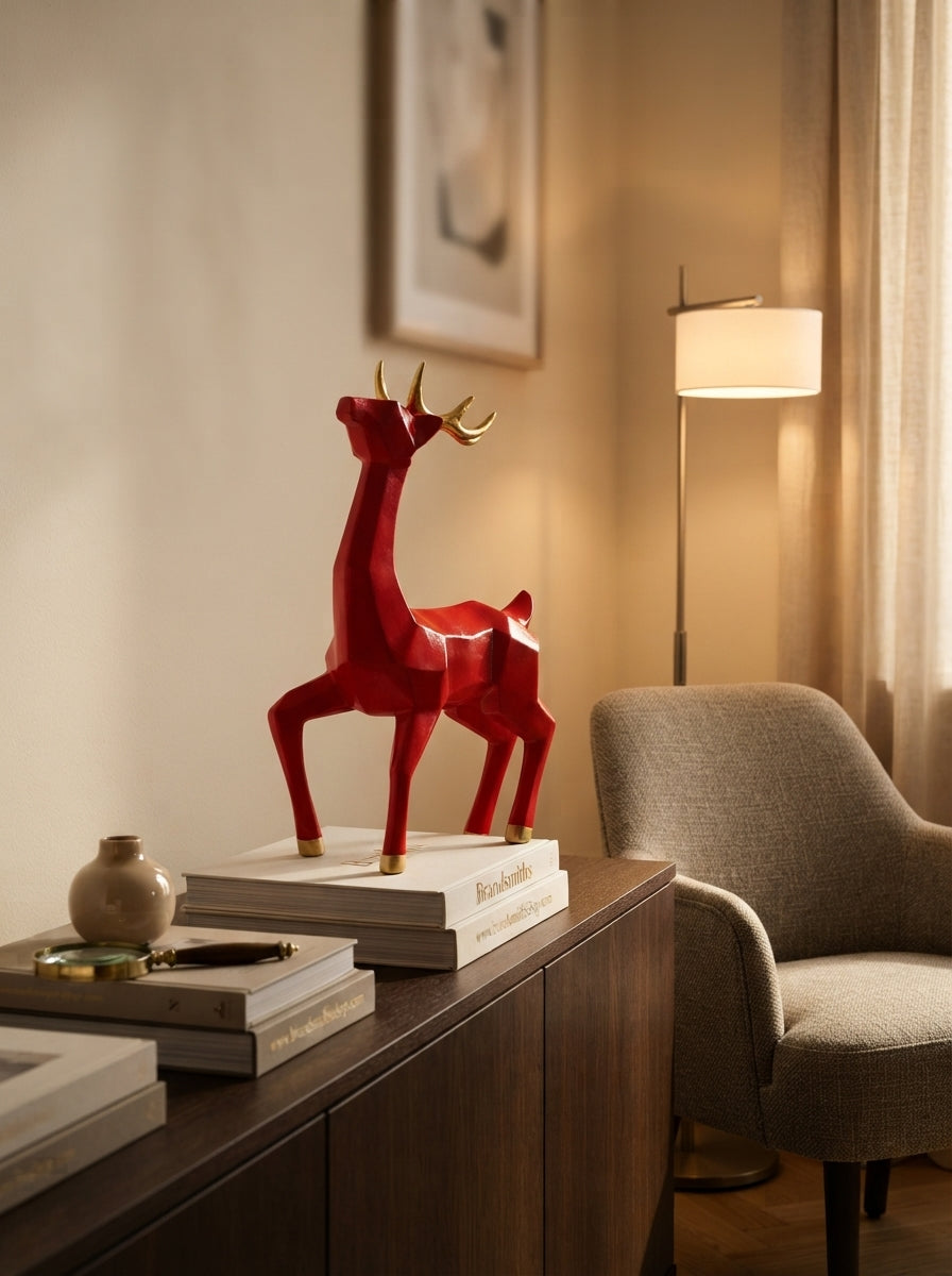 Ruby Reindeer – Kırmızı &Gold Dekoratif Yılbaşı Geyiği