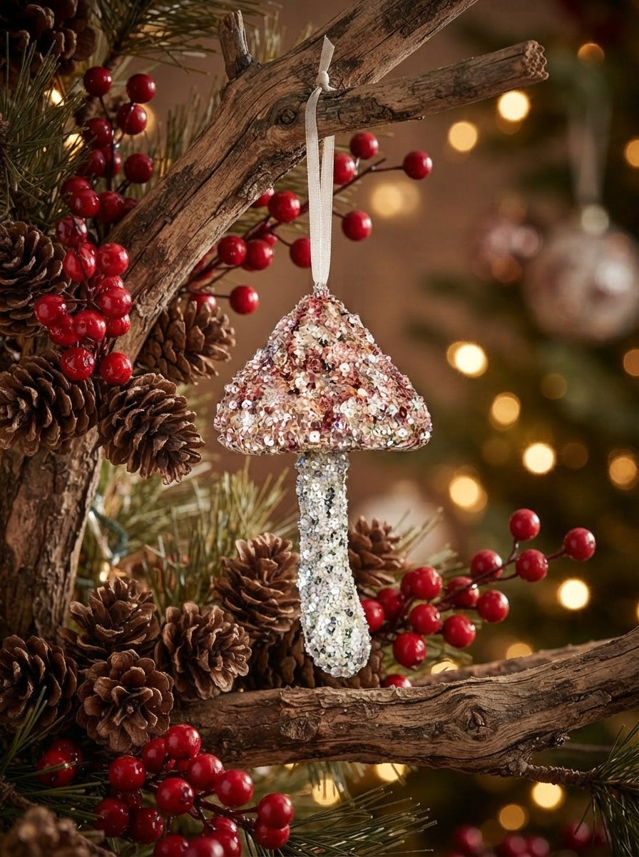 Crystal Forest Mushroom Kristal İşlemeli Yılbaşı Ağaç Süsü