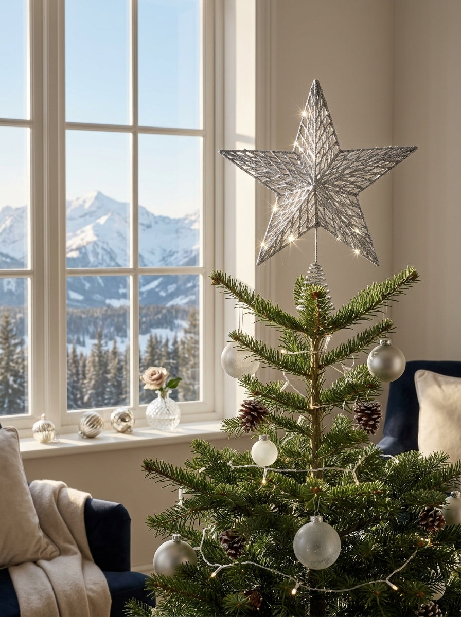 Silver Starlight Yılbaşı Ağacı Tepe Yıldızı