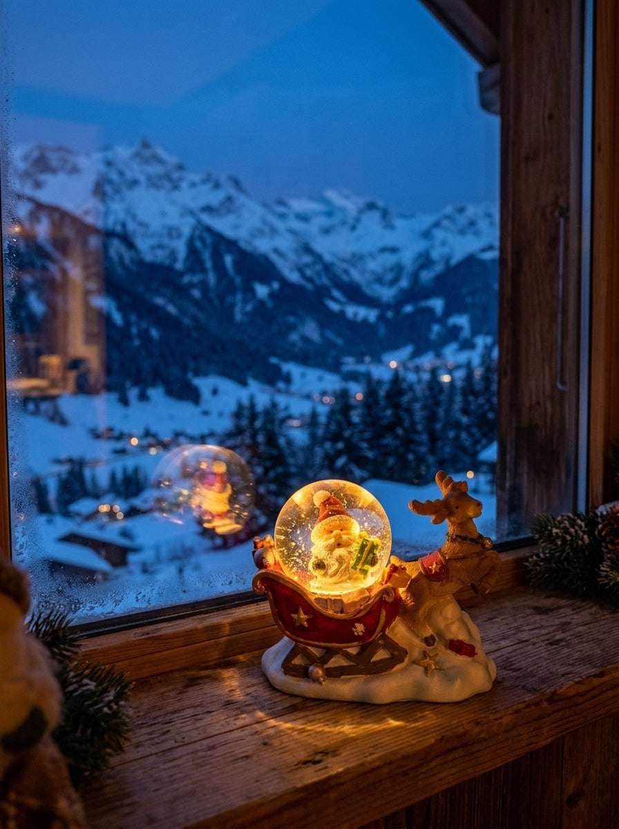 LED Işıklı Noel Baba Kızaklı Kar Küresi