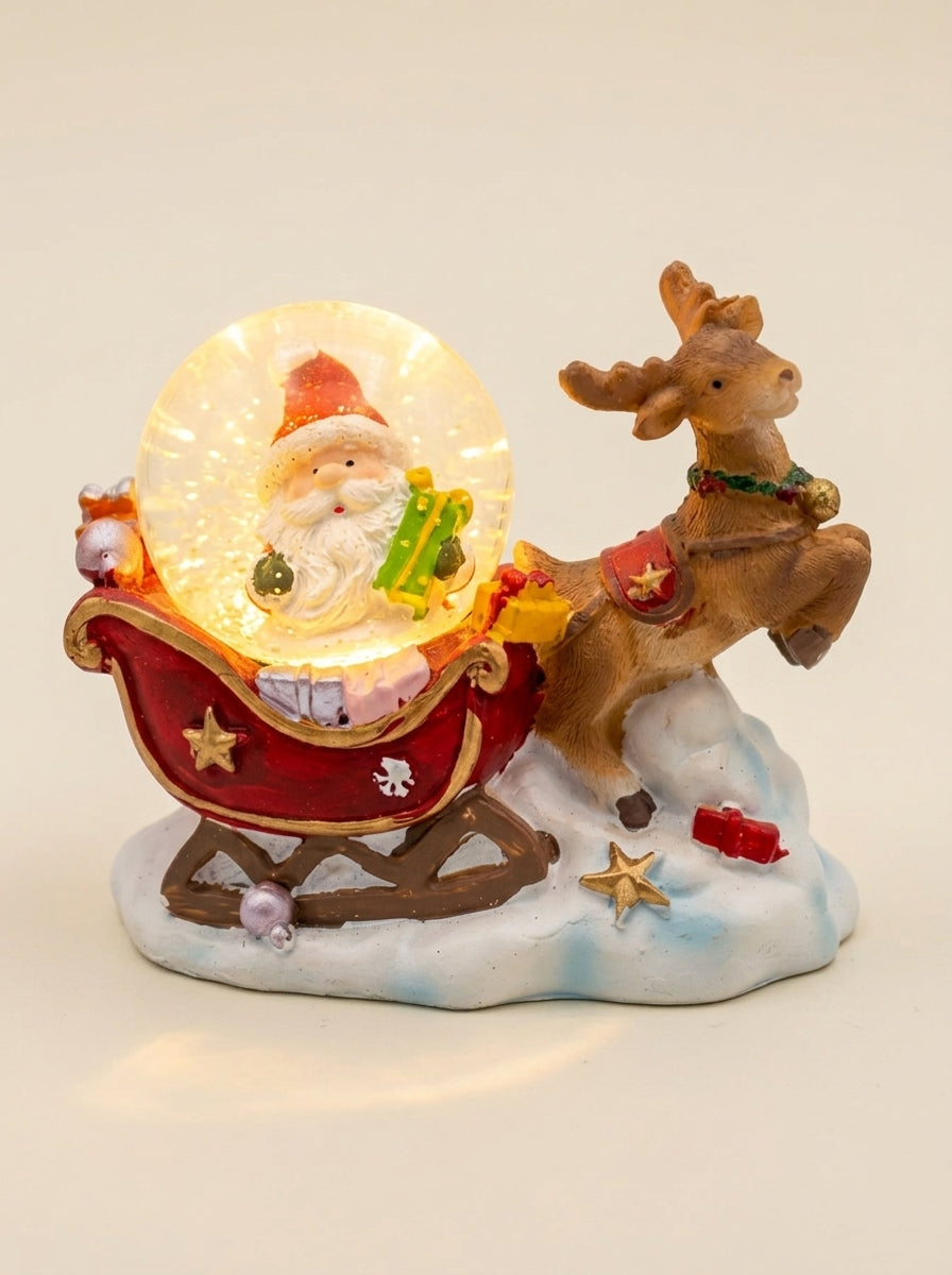 LED Işıklı Noel Baba Kızaklı Kar Küresi