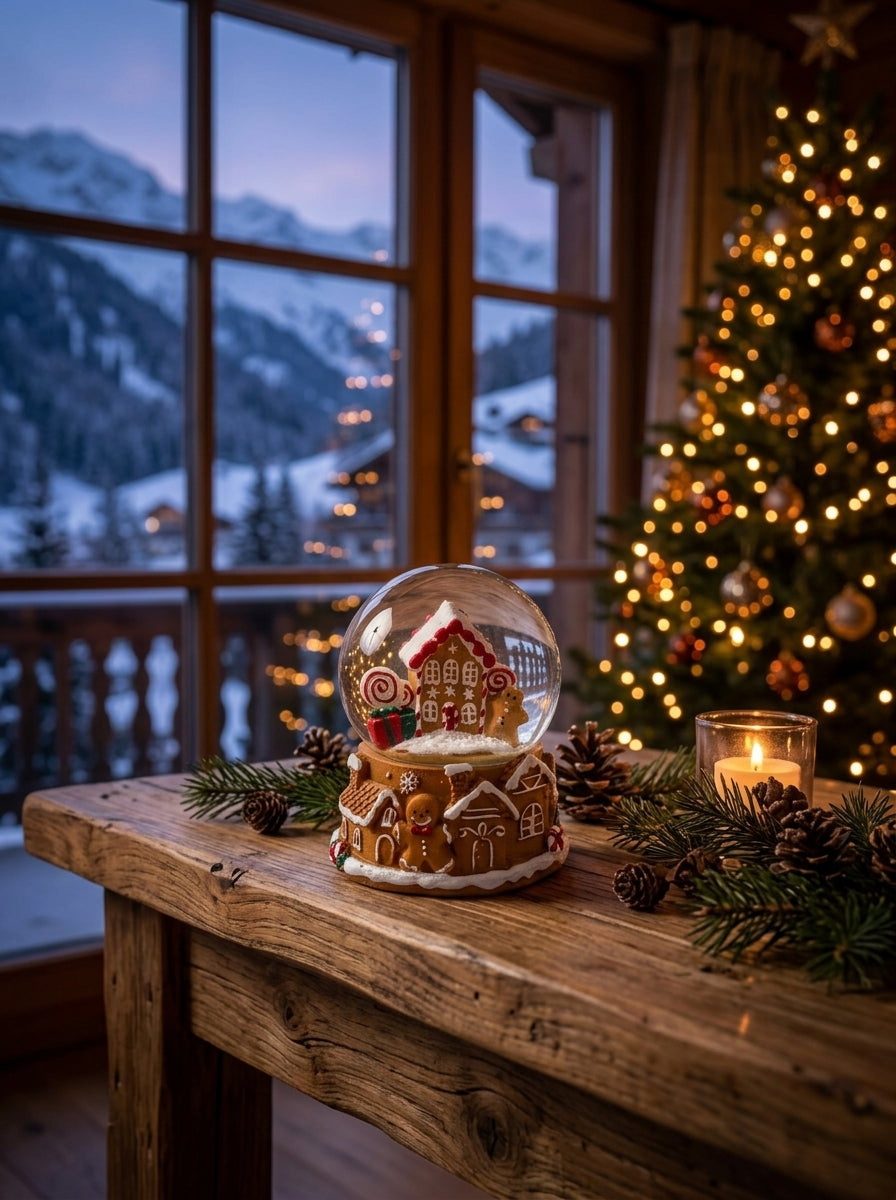 Gingerbread Ev Figürlü Yılbaşı Kar Küresi