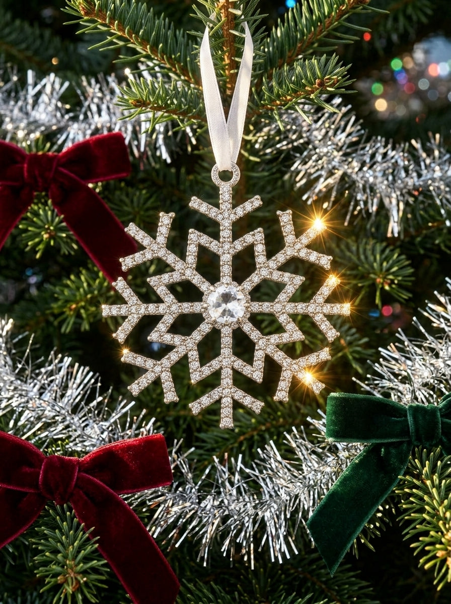 Silver Crystal Snowflake Yılbaşı Ağacı Süsü
