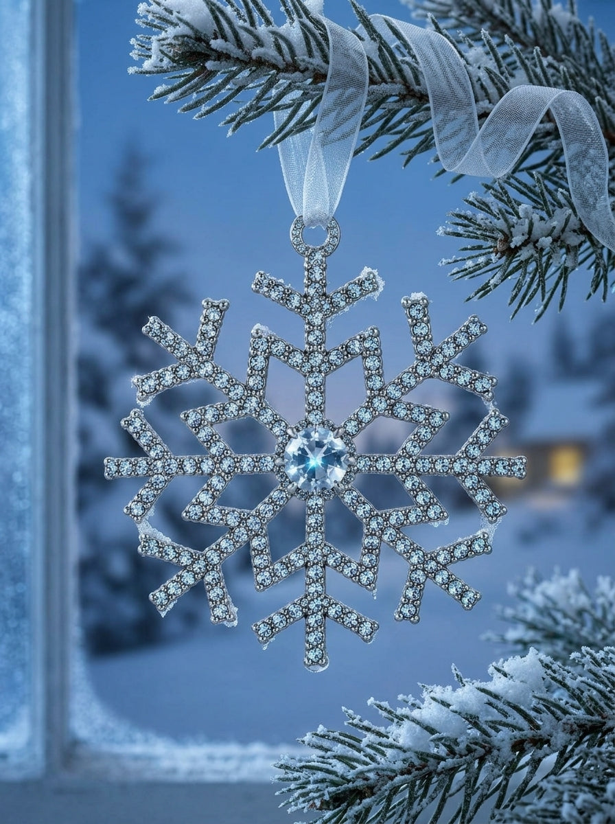 Silver Crystal Snowflake Yılbaşı Ağacı Süsü