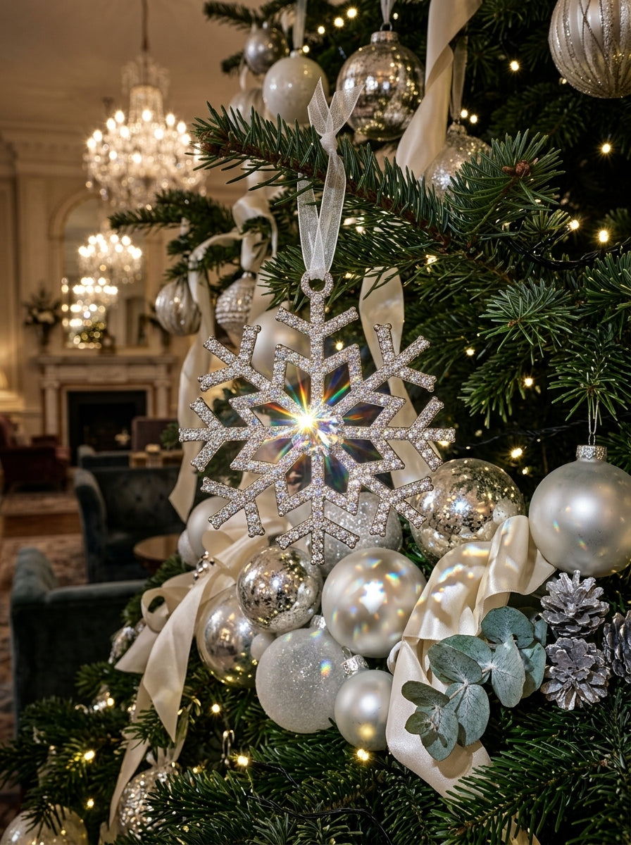 Silver Crystal Snowflake Yılbaşı Ağacı Süsü