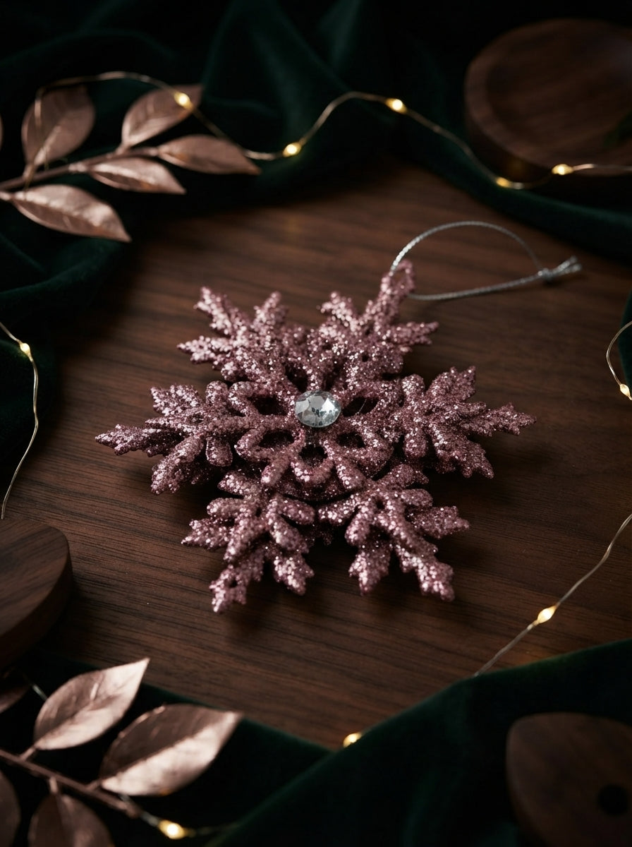 Rose Crystal Snowflake Yılbaşı Ağaç Süsü - 12 CM