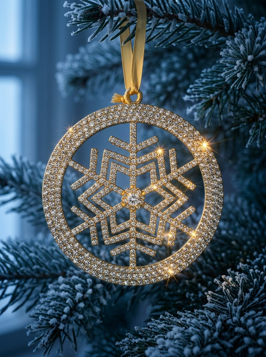 Golden Crystal Snowflake Yılbaşı Ağacı Süsü