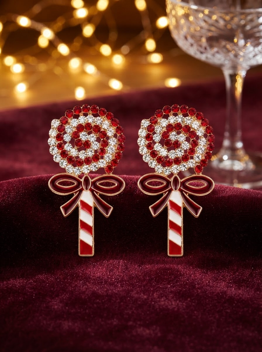 Candy Swirl Crystal Christmas Küpe