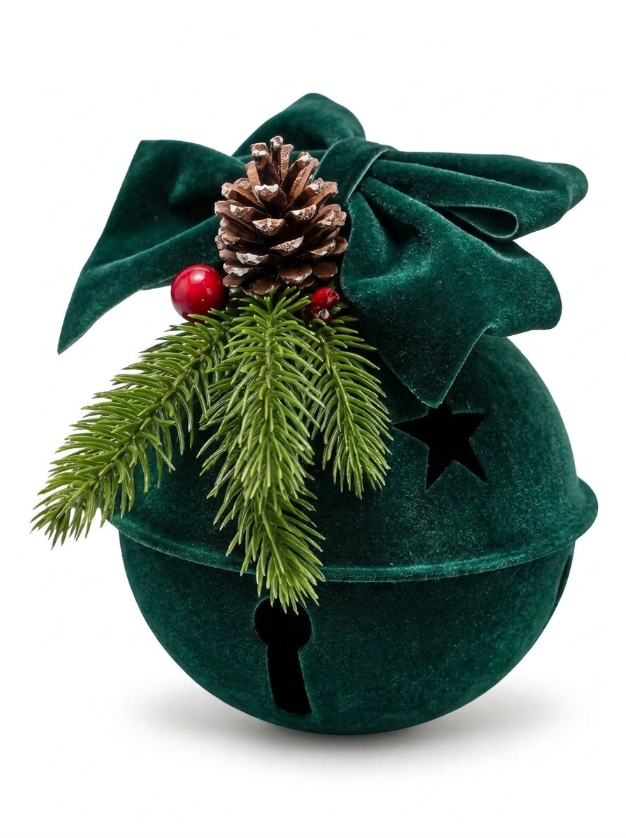 Emerald Noel Kadife Metal Çan - 15 CM