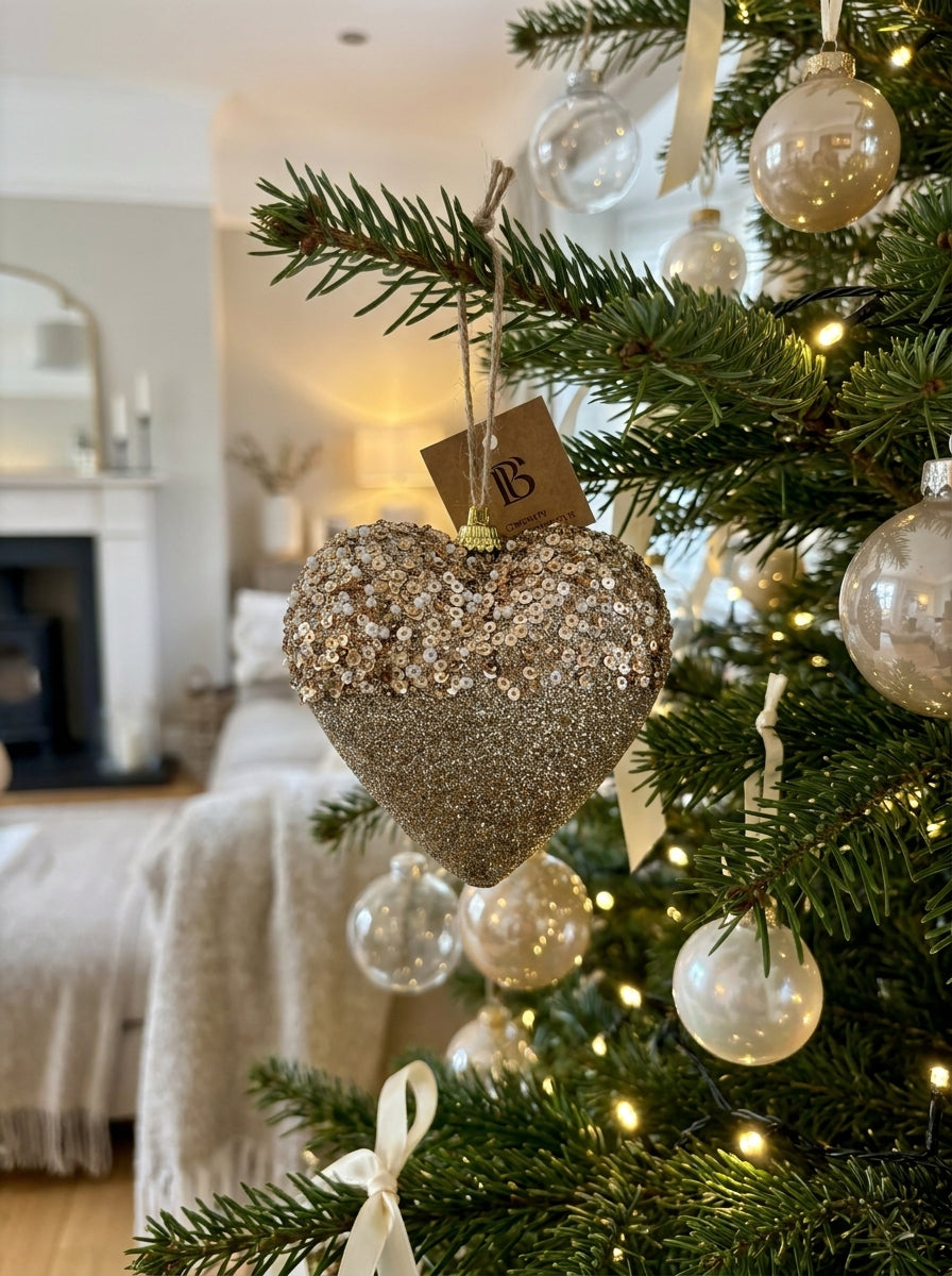 Golden Love Işıltılı Kalp Yılbaşı Ağacı Süsü