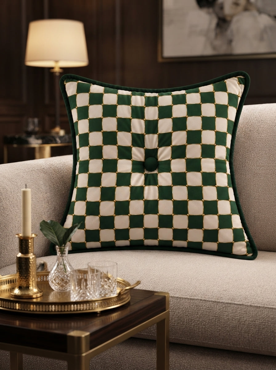 Damier Dekoratif Yastık – Verde