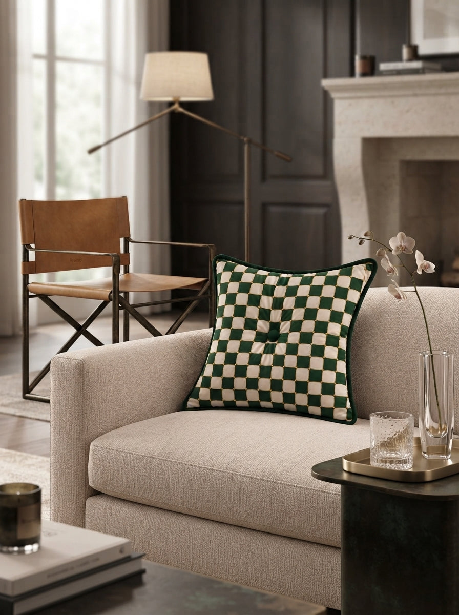 Damier Dekoratif Yastık – Verde