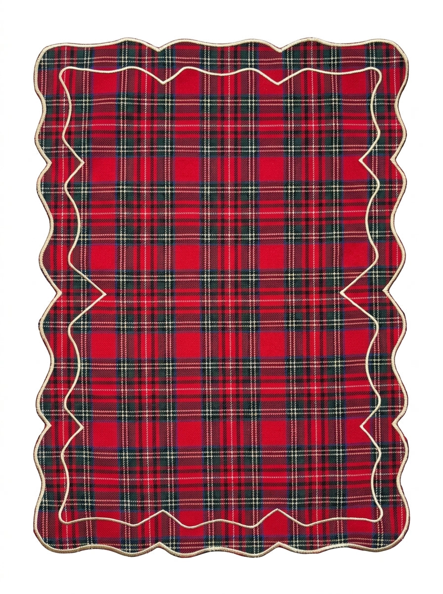 Tartan Rouge Bow Dikdörtgen Amerikan Servis