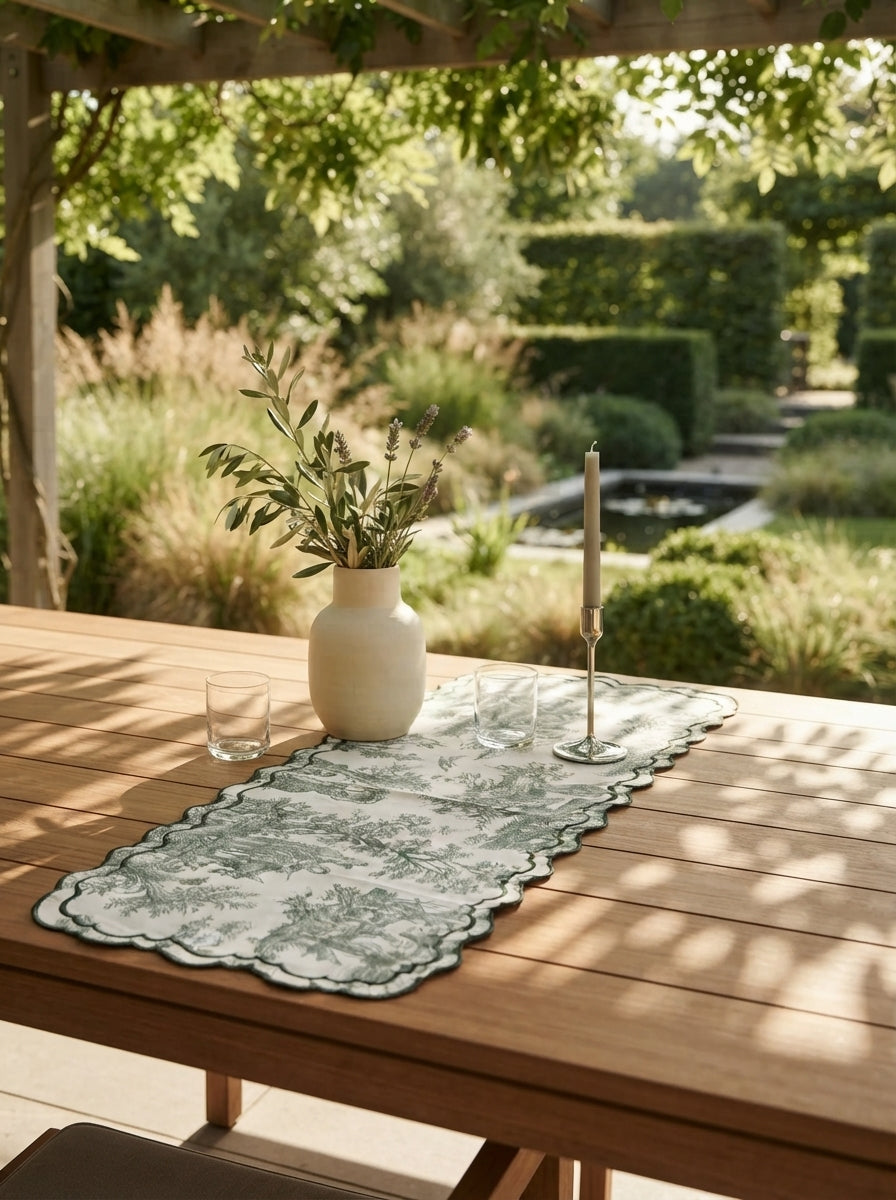 Toilea Verde Embroidered Runner