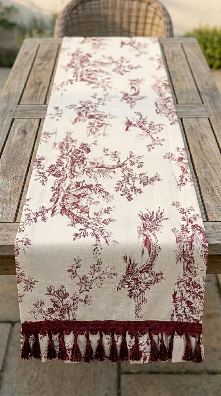 Toilea Burgundy Ruffle Runner
