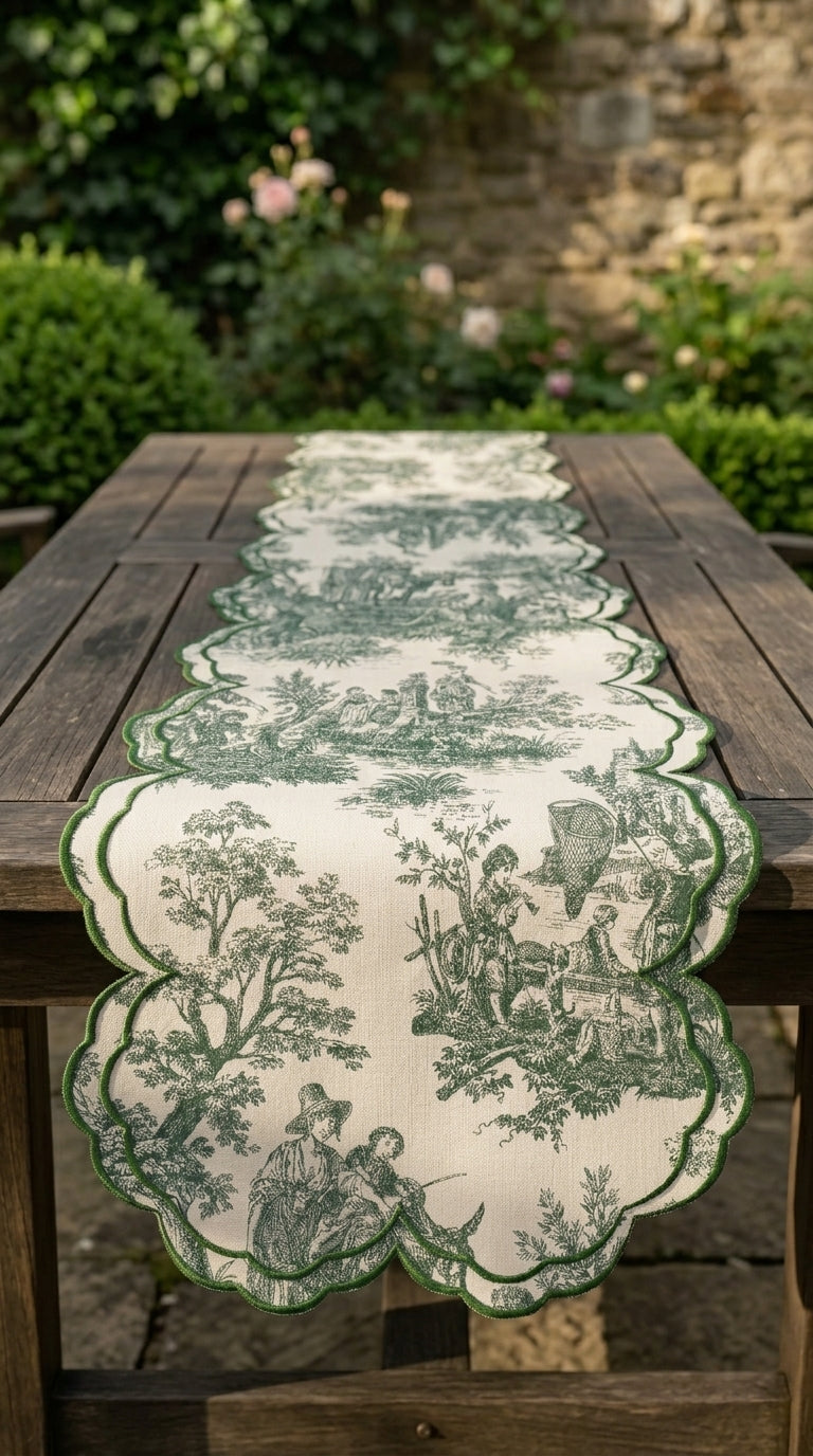 Toilea Verde Embroidered Runner