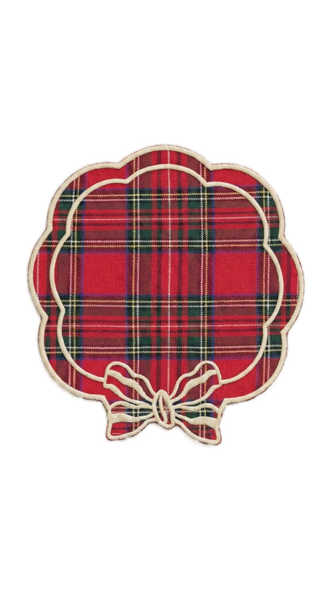 Tartan Rouge Bow Kokteyl Peçetesi