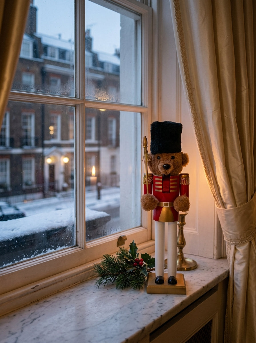 Royal Teddy Guard Kırmızı Üniformalı Dekoratif Yılbaşı Ayıcığı – 36 CM