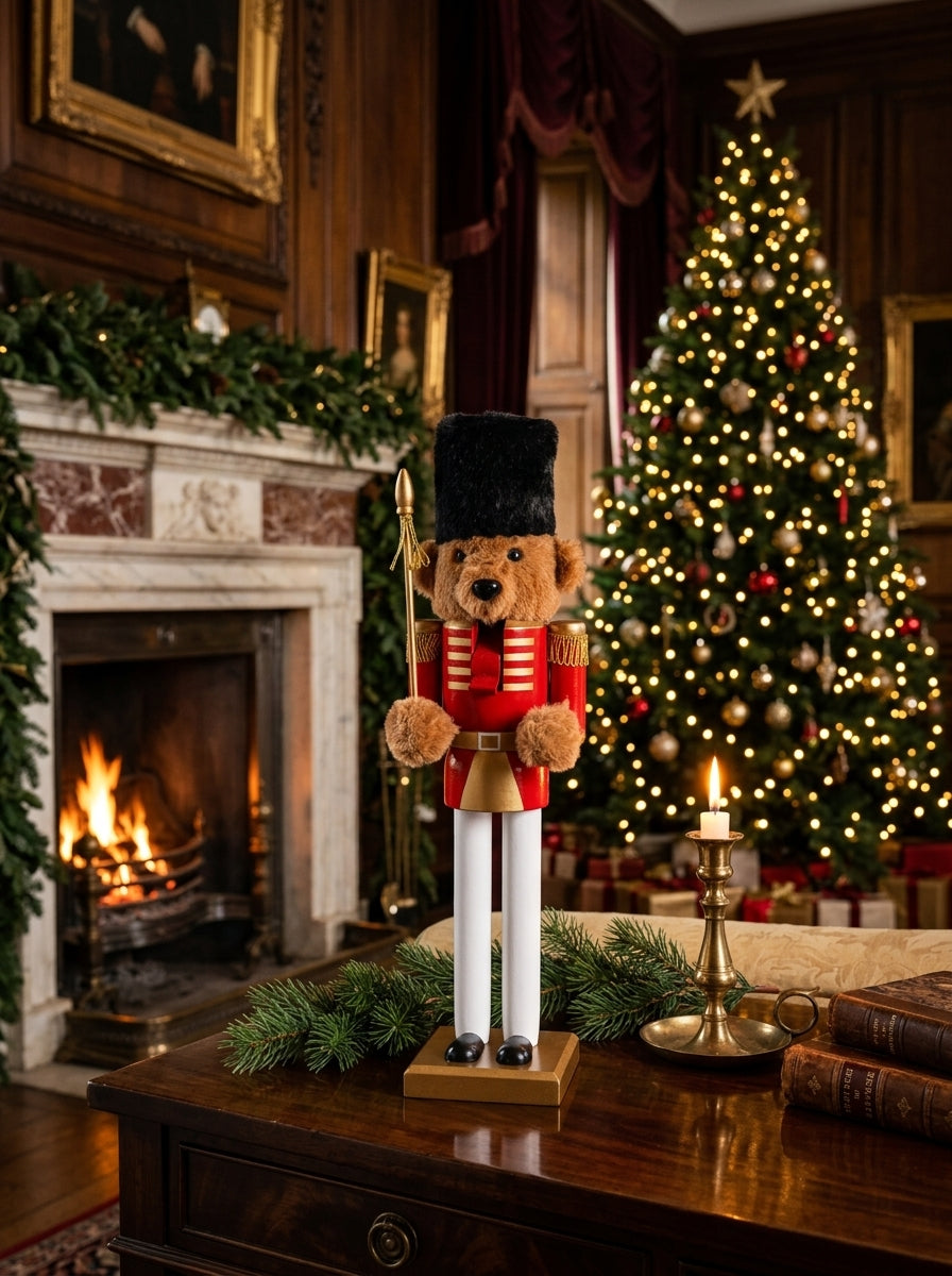 Royal Teddy Guard Kırmızı Üniformalı Dekoratif Yılbaşı Ayıcığı – 36 CM