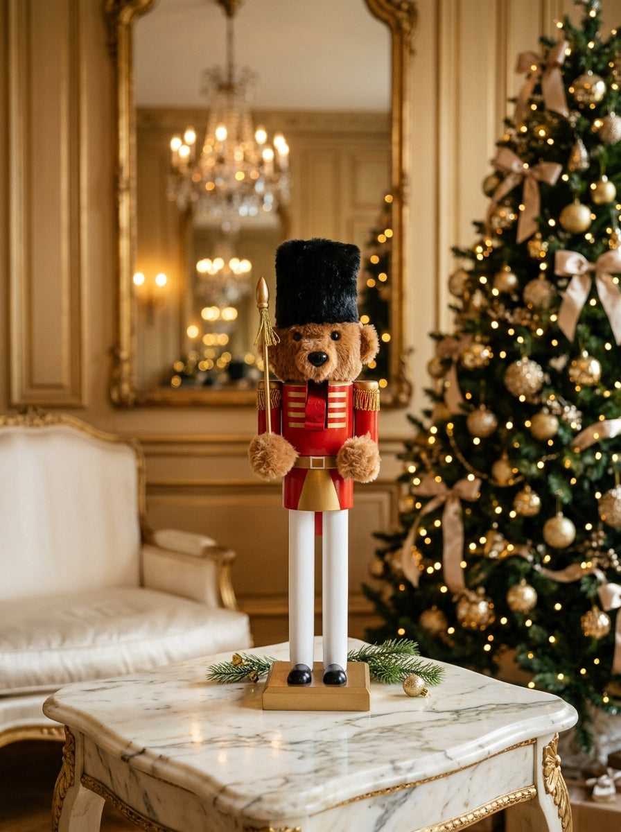 Royal Teddy Guard Kırmızı Üniformalı Dekoratif Yılbaşı Ayıcığı – 36 CM