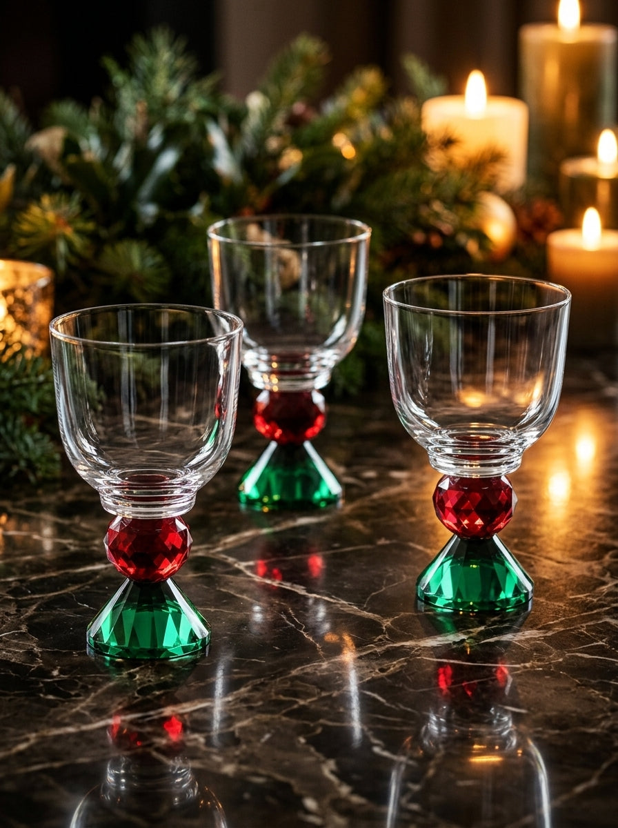 Ruby Emerald Lumi Coupe – Christmas Crystal Goblet
