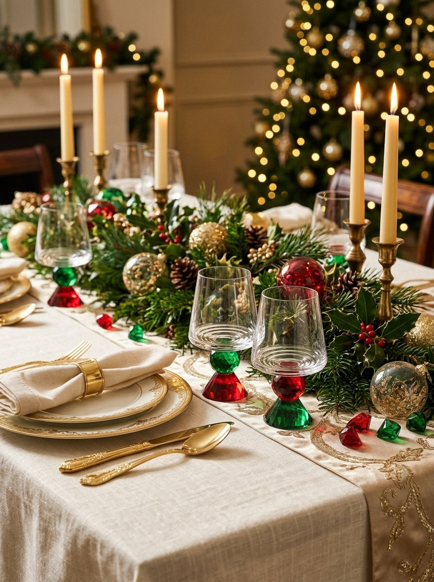 Christmas Classics – Ruby & Emerald Lumi İkili Kristal Bardak Seti