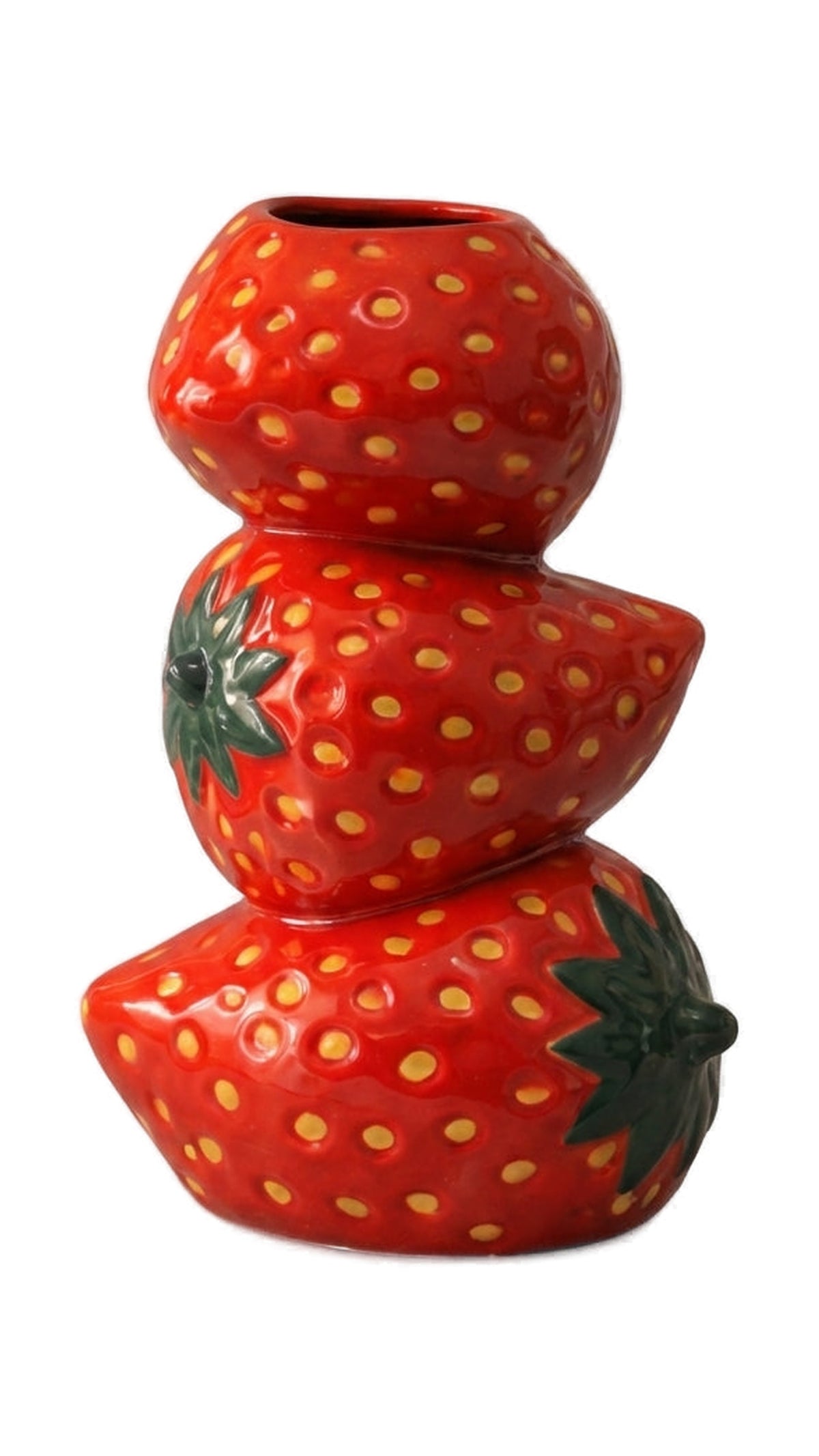 Triple Strawberry-Shaped Decorative Vase