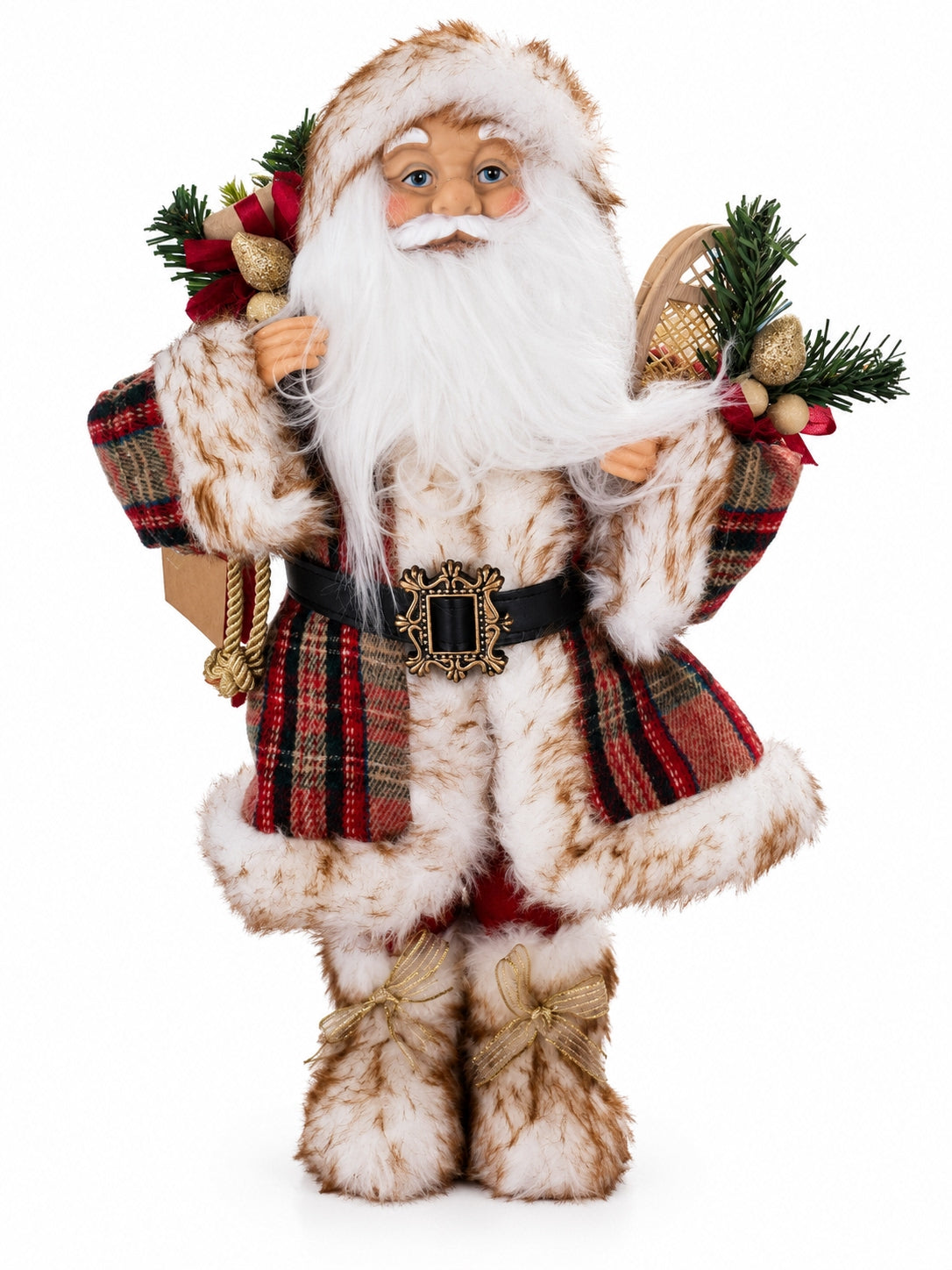 Woodland Tartan Santa Dekoratif Noel Baba